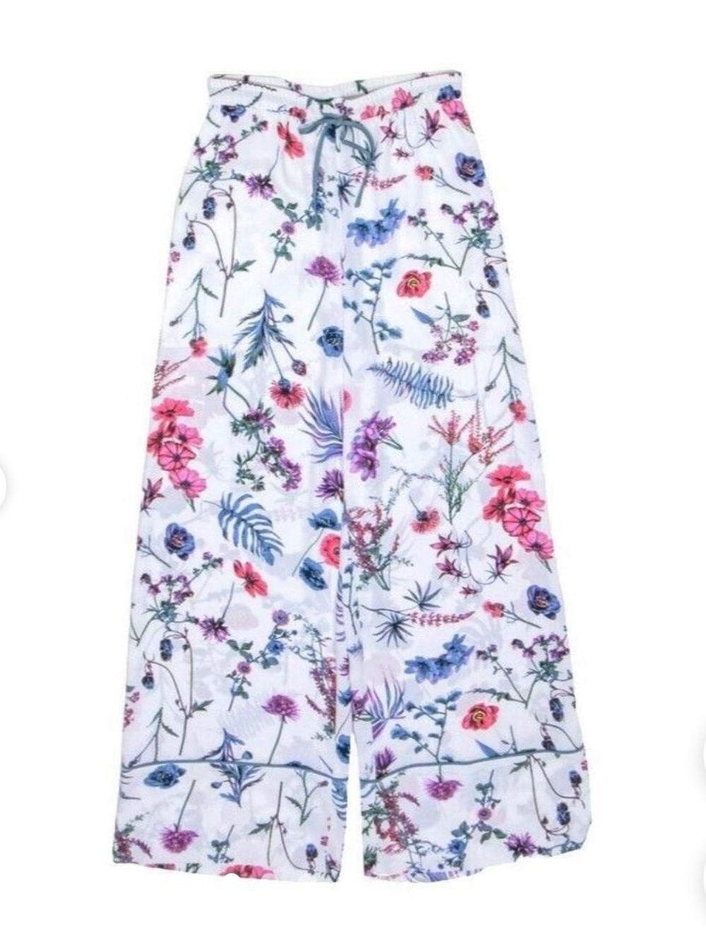 BCBGMaxAzria White Floral Wide-Leg Pants